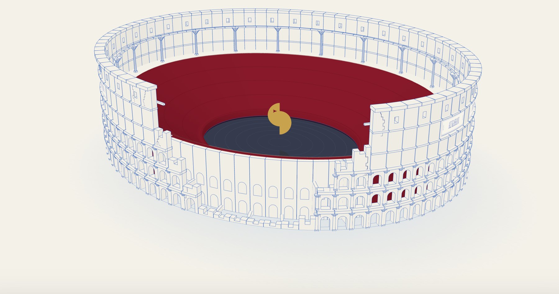 The SecondPod arena, with the Simorgh at its center